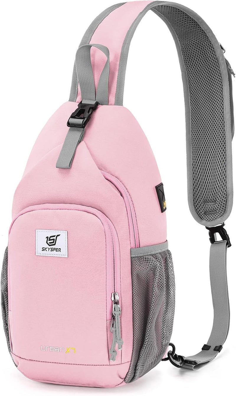 SKYSPER Sling Bag RFID Crossbody Sling Backpack Cross Body Shoulder Bag Travel Hiking Daypack for Women Men(Pink) - Image 1
